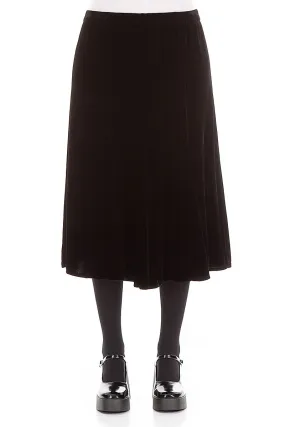 Midi Black Silk Velvet Skirt