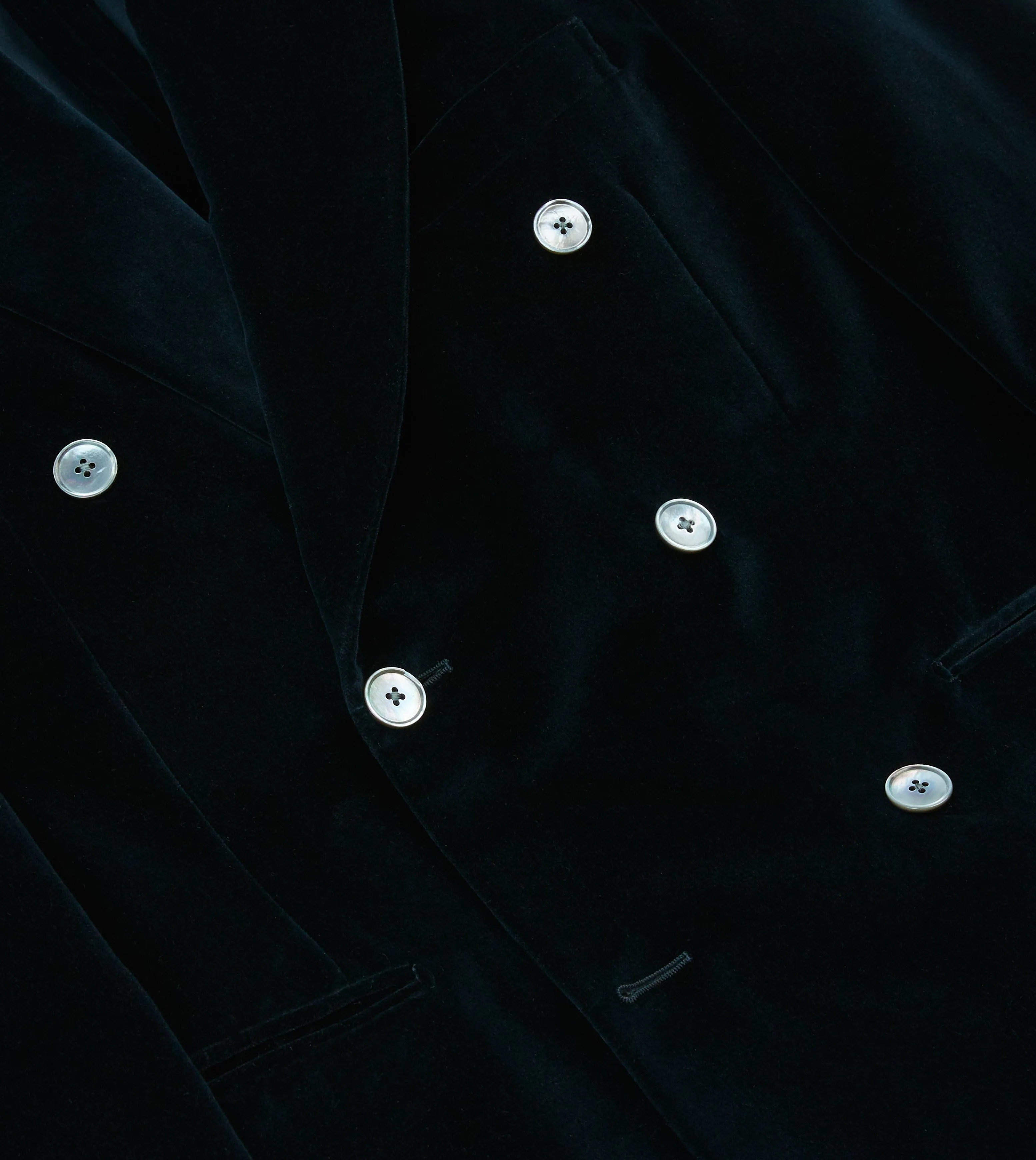 Navy Velvet Double-Breasted Tailored Jacket