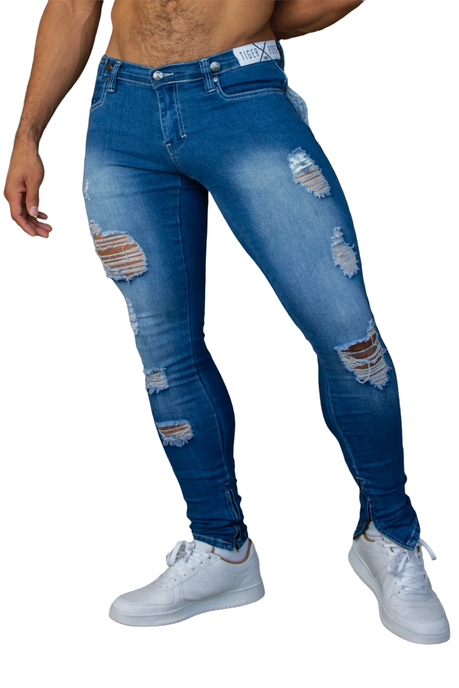 OSCAR SKY BLUE HAND-ABRADED JEAN