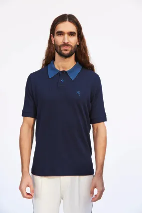 Oversized Retro Polo Shirt Blue Navy