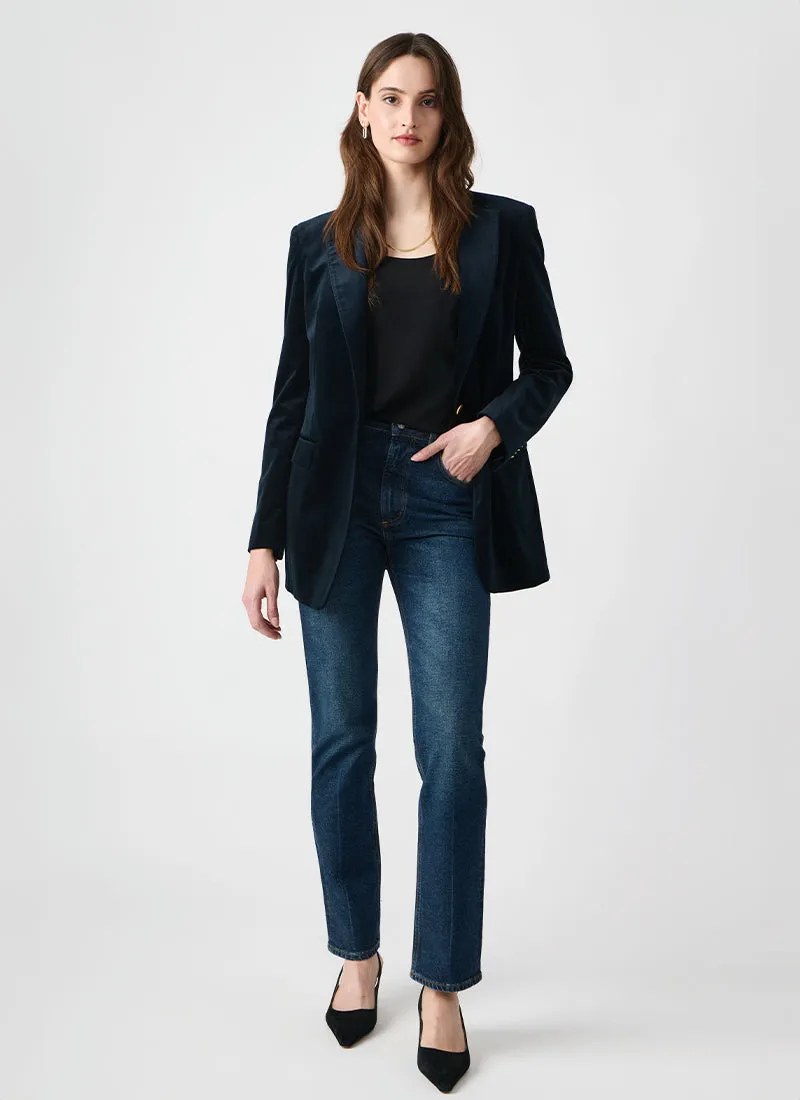 Phoebe Blue Velvet Blazer