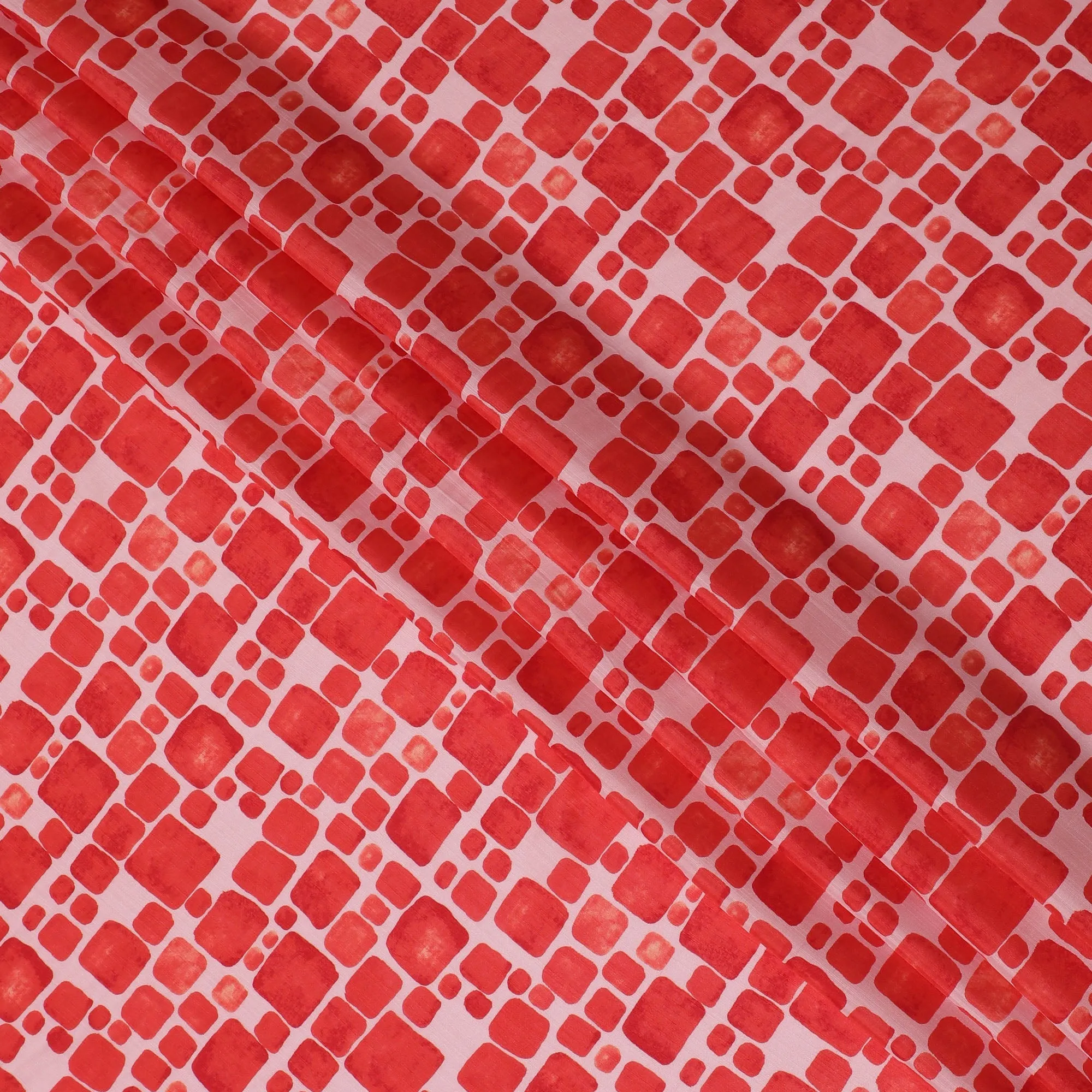 Pink and Red Geometric Viscose Digital Printed Fabric - 110 cm Width-D19989