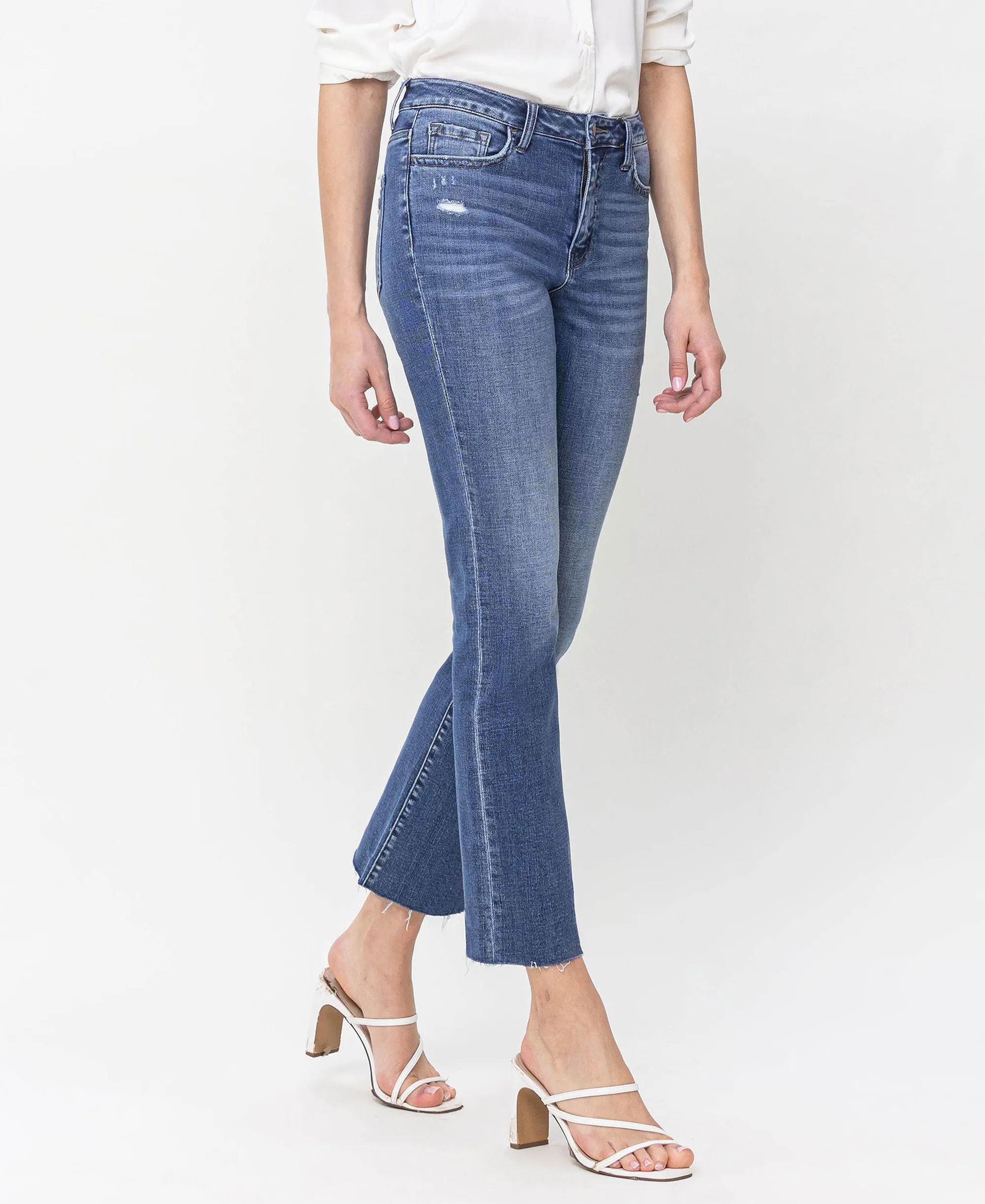 Prudent - High Rise Raw Hem Straight Jeans