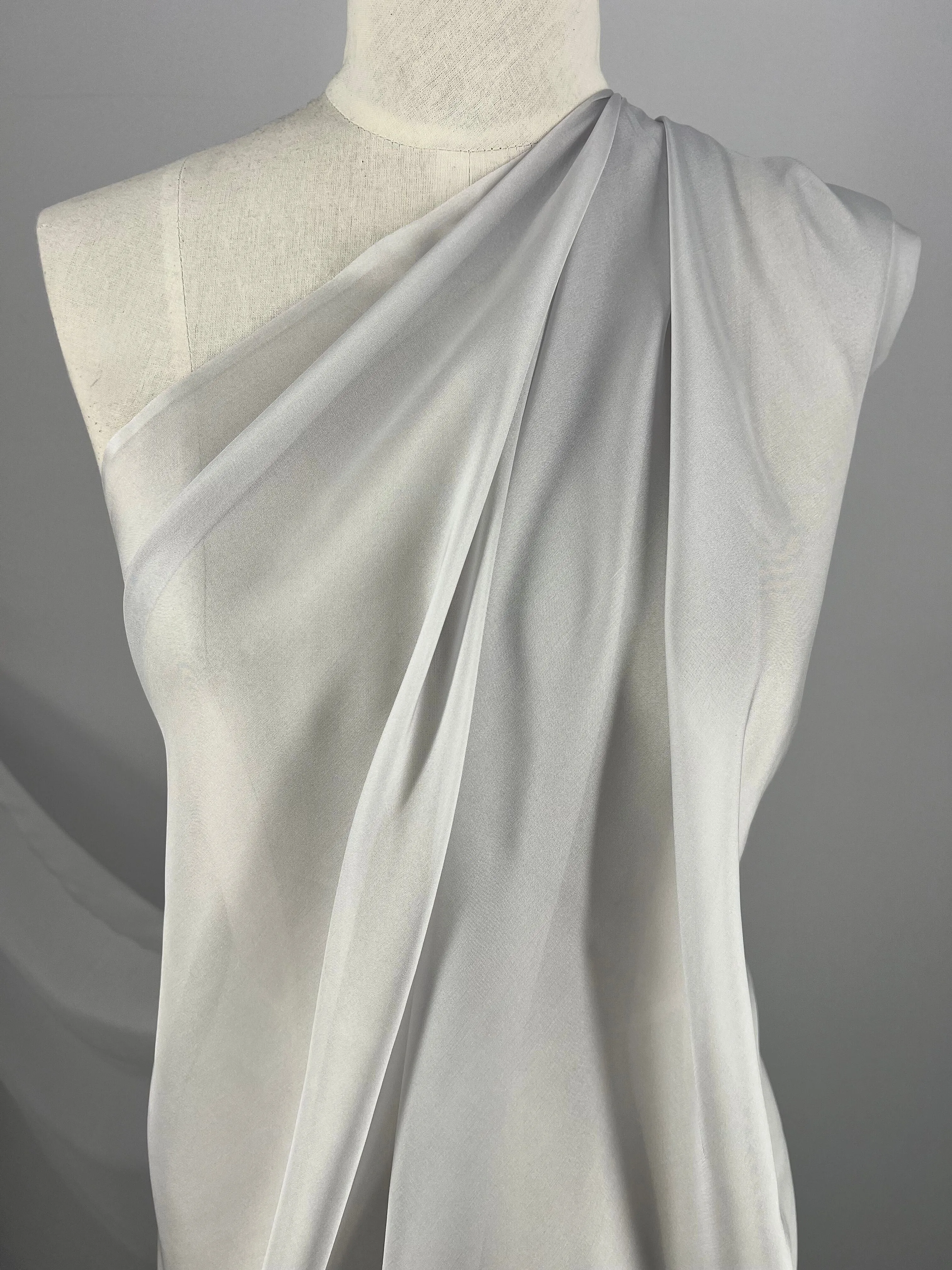 Pure Silk Chiffon - Silver - 140cm