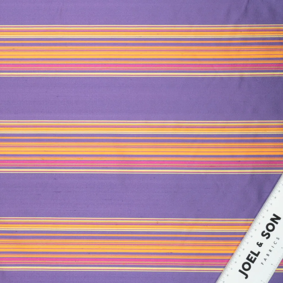 Purple, Yellow, Pink Striped Silk Shantung