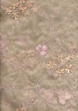 skin beige silk organza embroidered 44