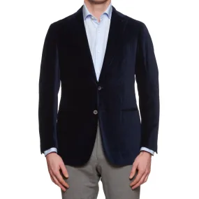 STILE LATINO Napoli Navy Blue Velvet Cotton Peak Lapel Jacket EU 48 NEW US 38