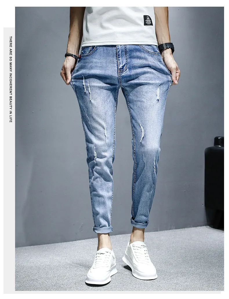 Stretch Casual Ripped Denim Pants