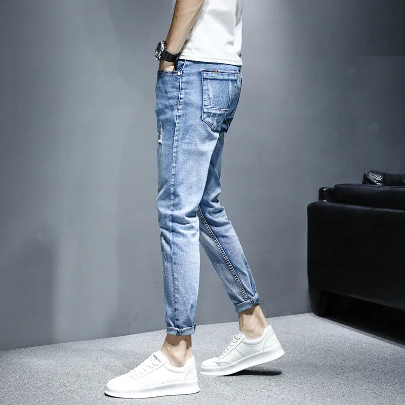 Stretch Casual Ripped Denim Pants