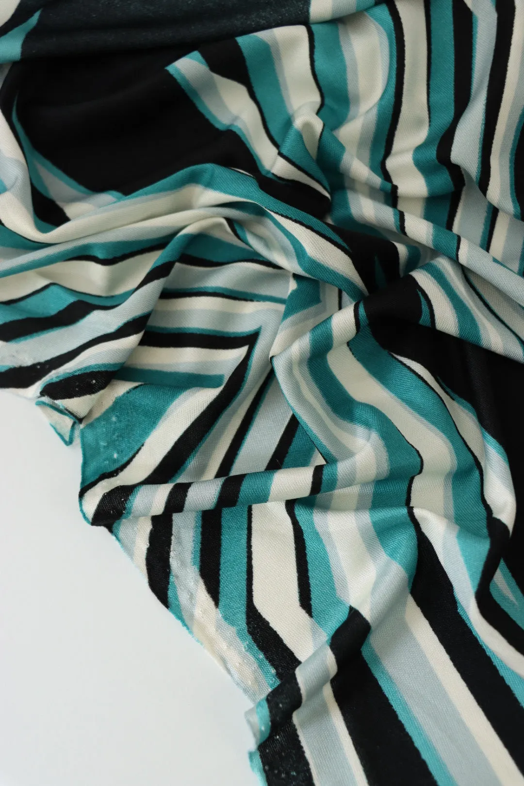 Teal Geometric 100% Silk Jersey