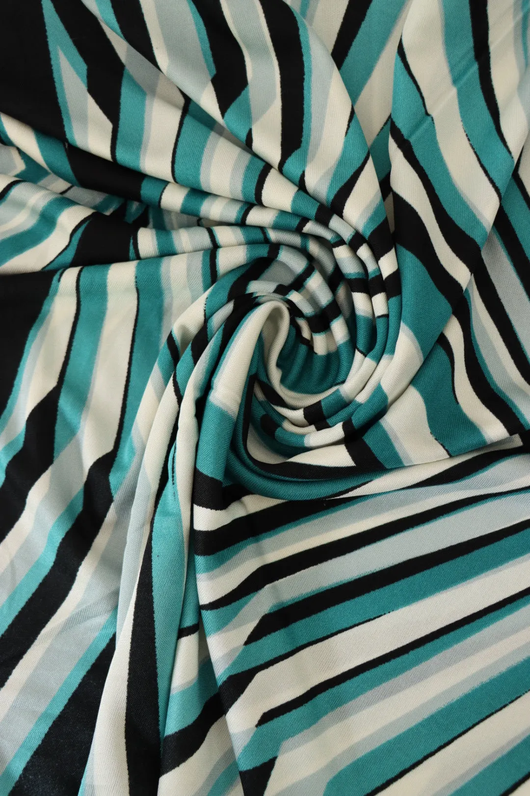 Teal Geometric 100% Silk Jersey