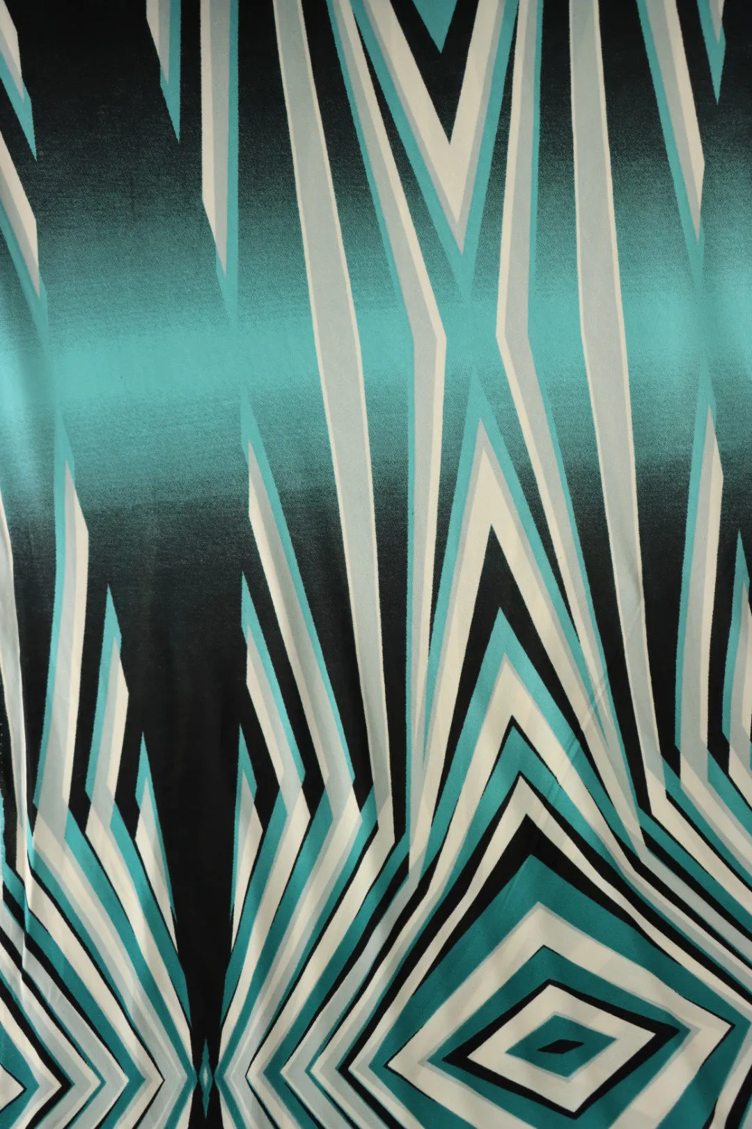 Teal Geometric 100% Silk Jersey