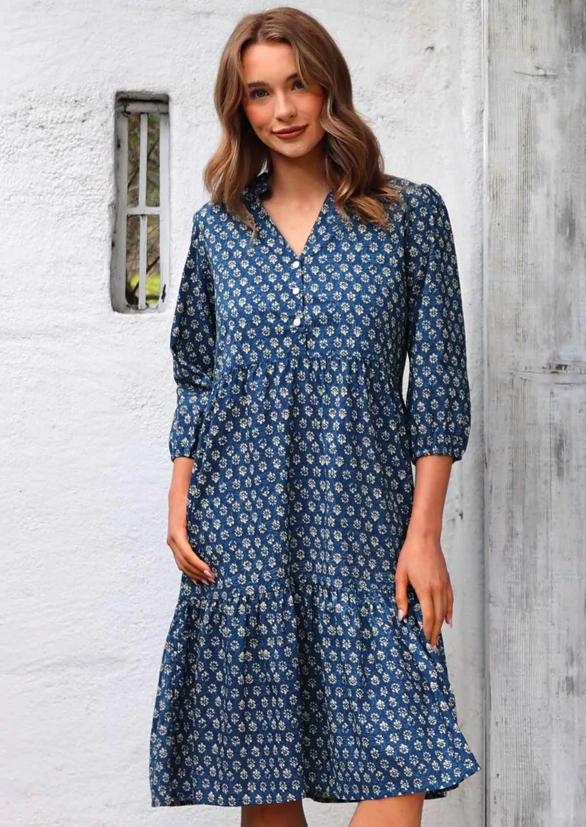 Tiered Midi Dress Bluebell