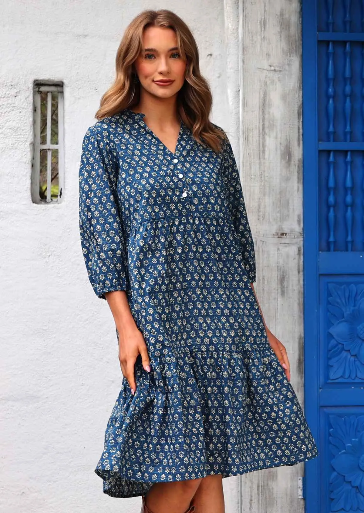 Tiered Midi Dress Bluebell