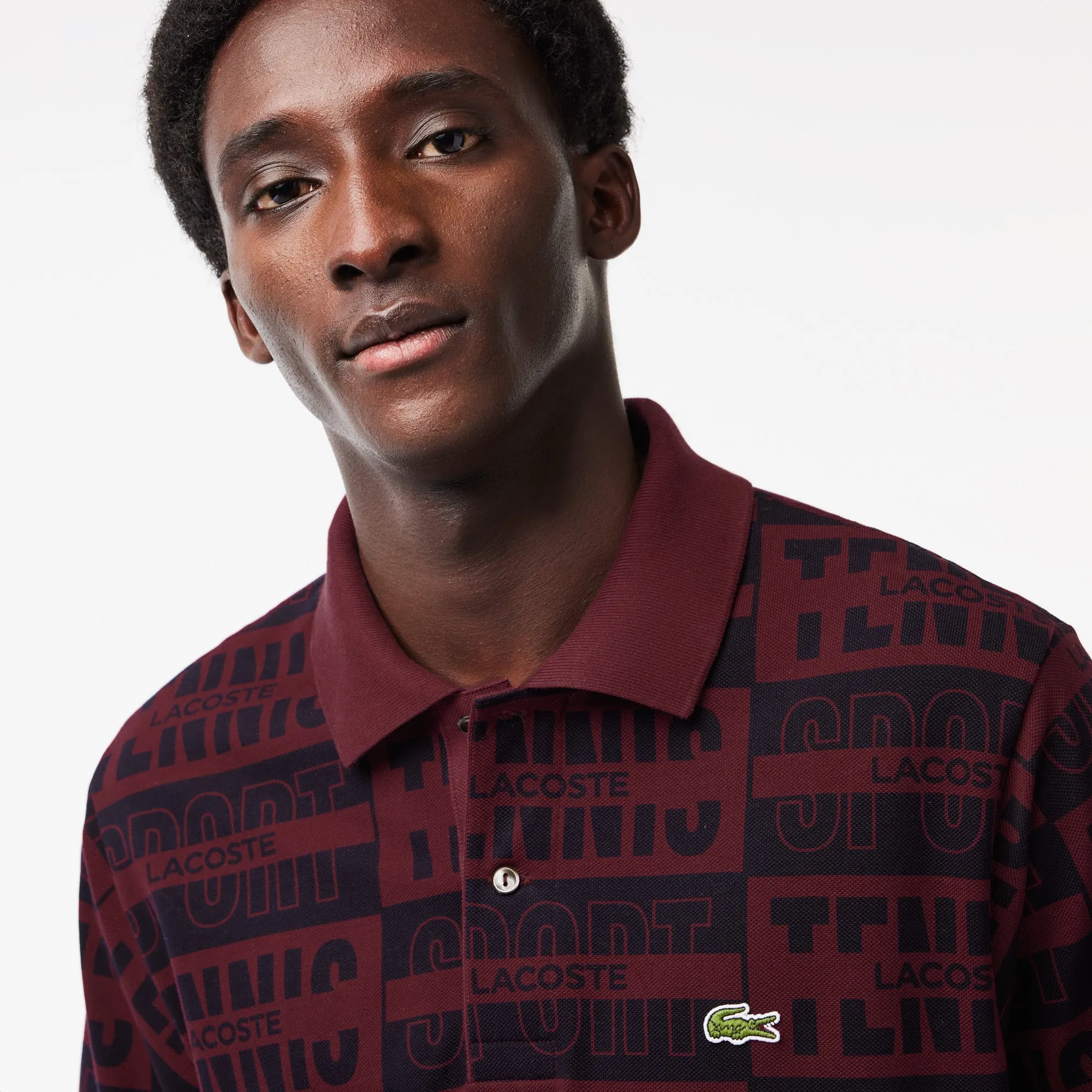 Two Tone Badge Print Polo Shirt