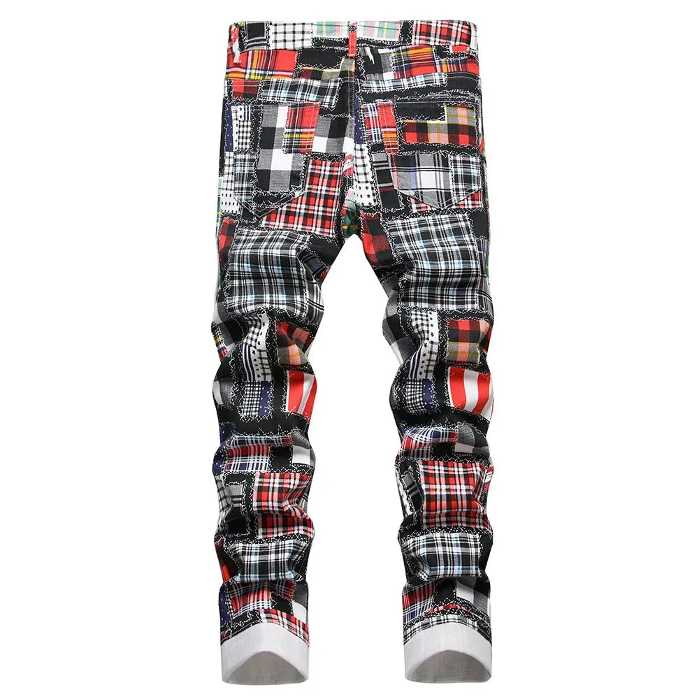 UrbanEdge Plaid Patchwork Jeans