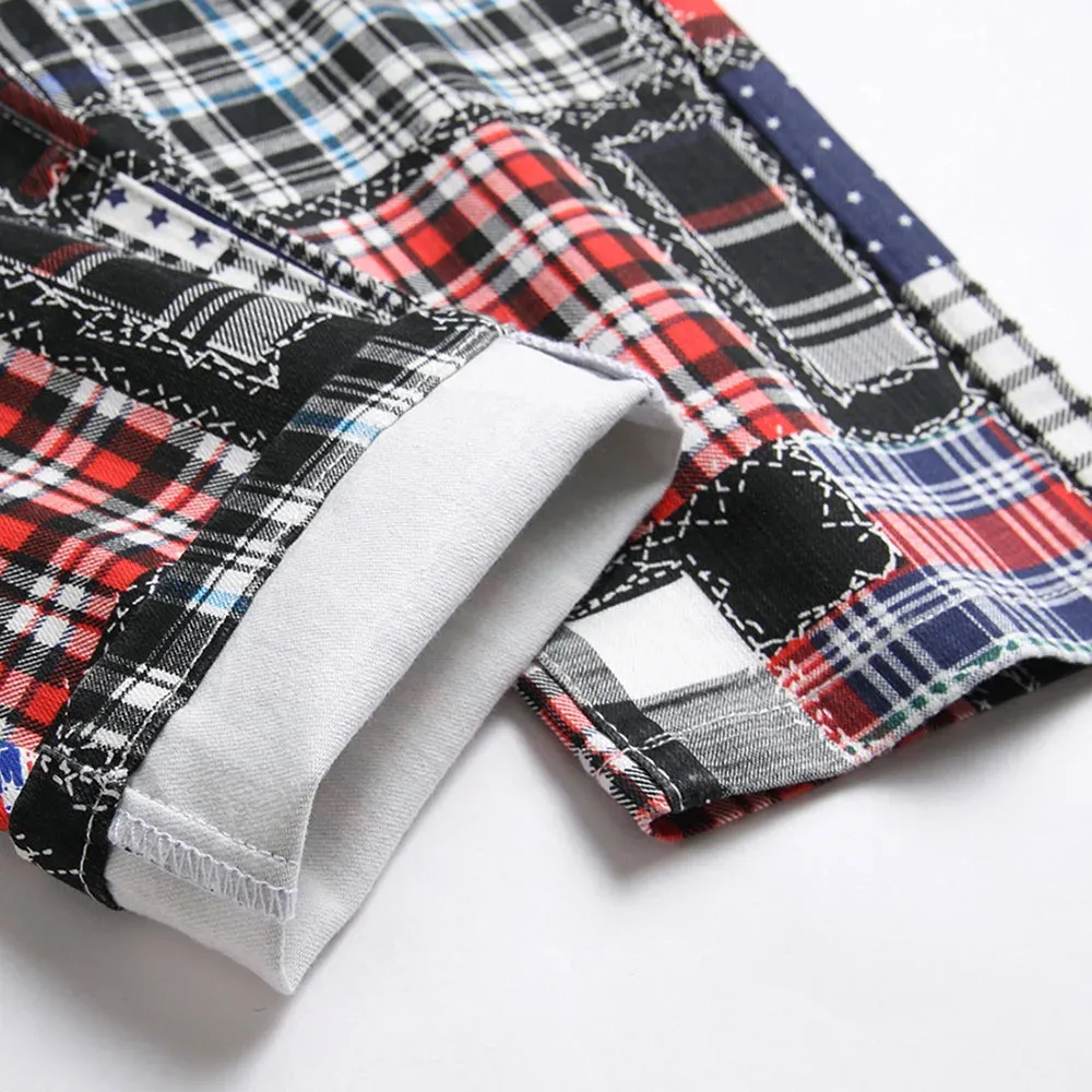 UrbanEdge Plaid Patchwork Jeans