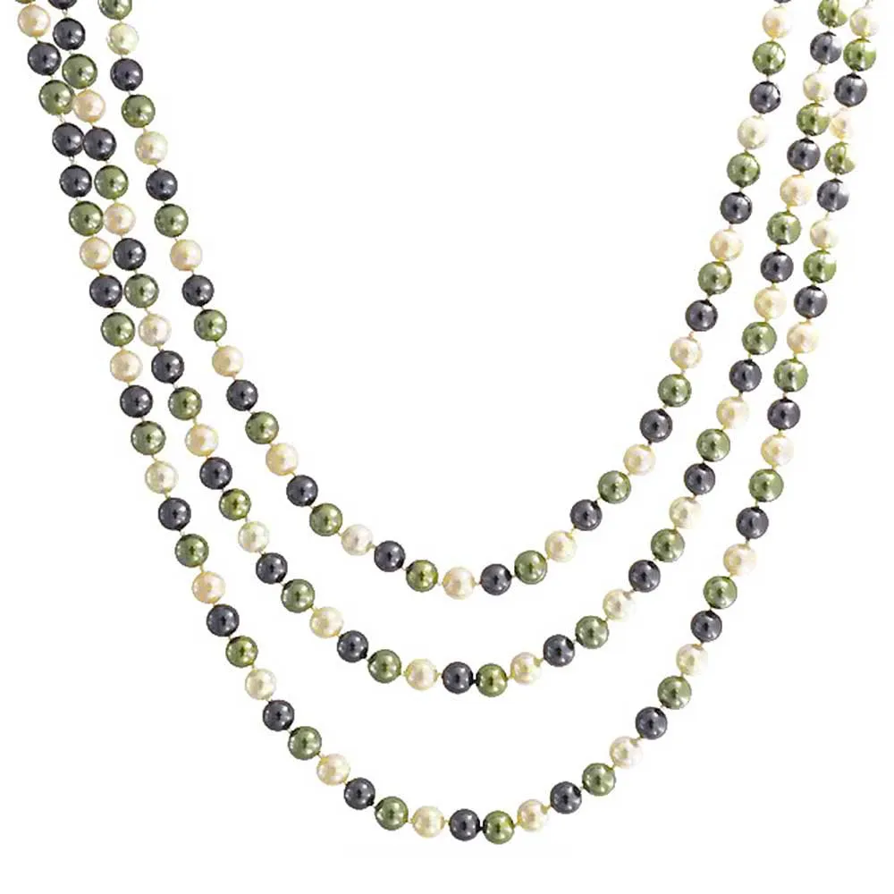 Western Style Pearl Strand Necklace Multicolor Wrap 36-72 Inch Simulated Pearls