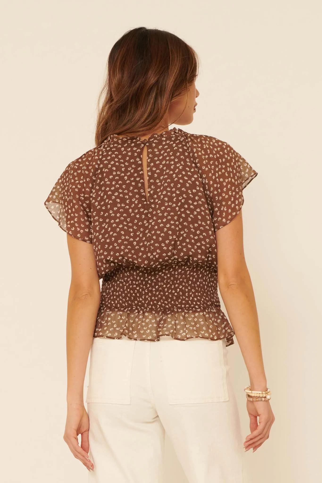 Whispered Love Floral Chiffon Peplum Top