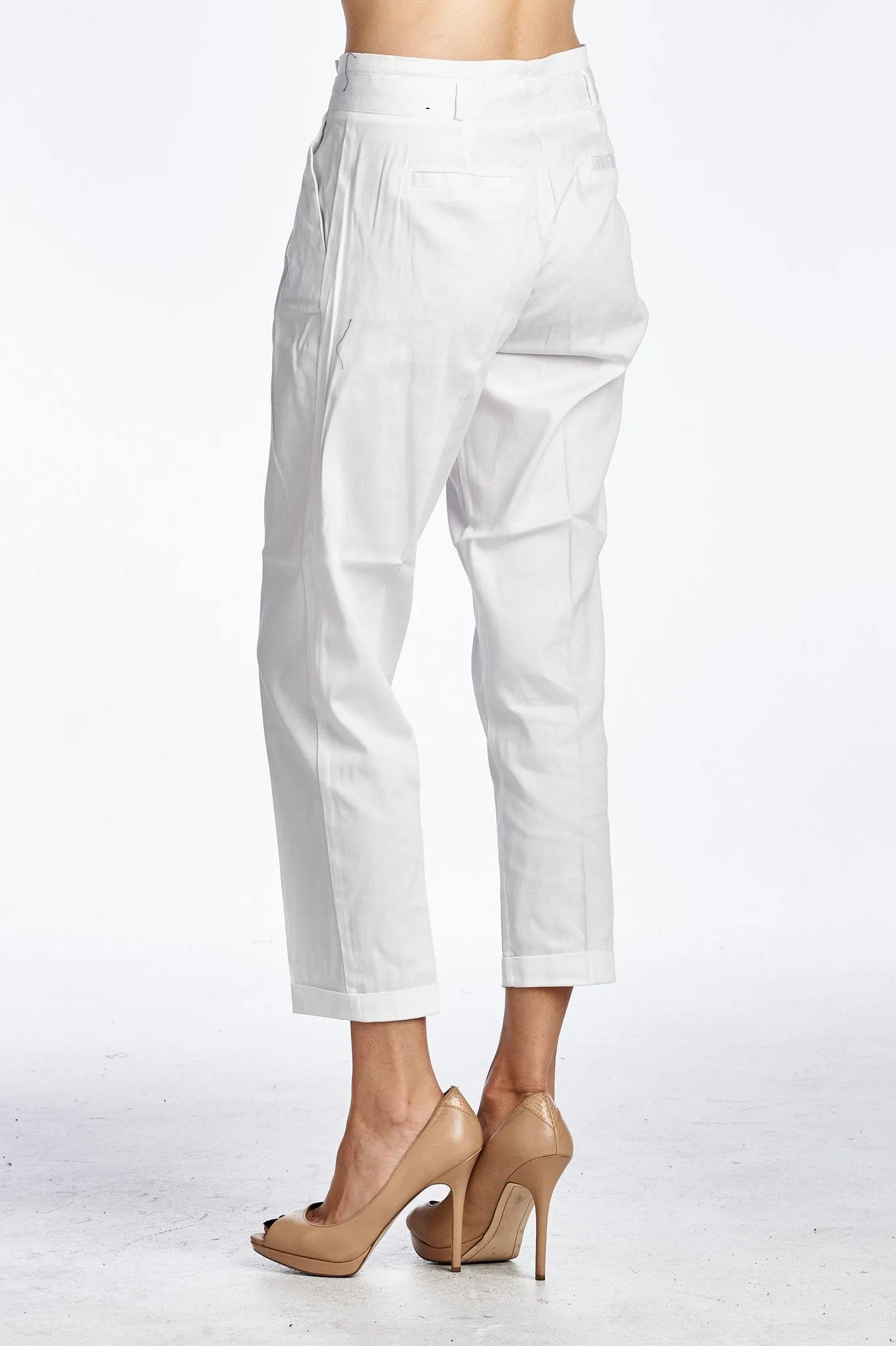 Women's White Stretch Capris