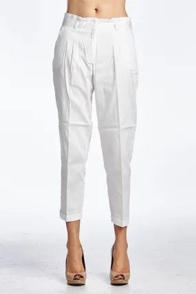 Women's White Stretch Capris